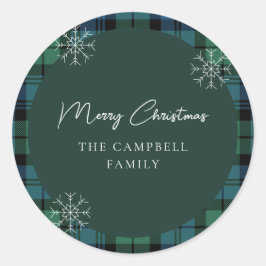 Sticker Rond Script rustique plaid Elegant Campbell Tartan