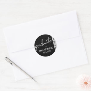 Sticker Rond Script Silver Gradué Faux Metallic tendance