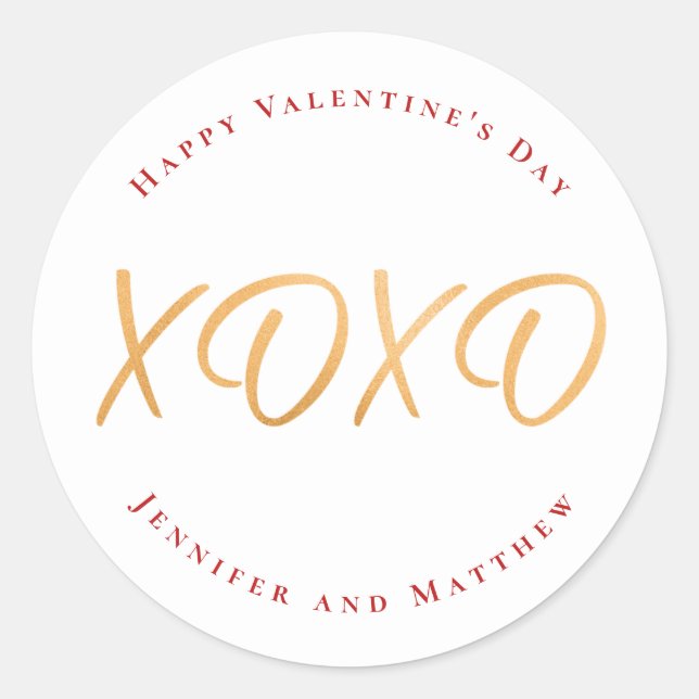 Sticker Rond Script XOXO Joyeuse Saint-Valentin Fête (Devant)
