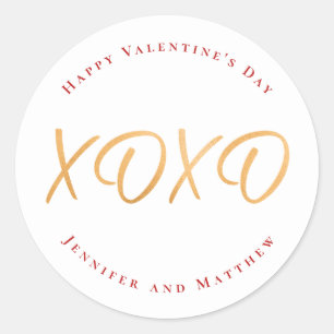 Sticker Rond Script XOXO Joyeuse Saint-Valentin Fête
