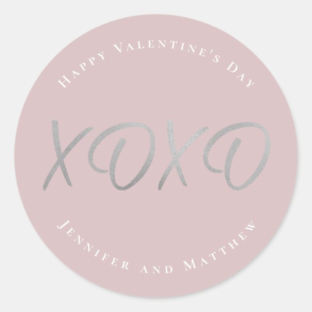 Sticker Rond Script XOXO Joyeuse Saint-Valentin Fête (Devant)