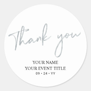 Sticker Rond Scripts brosse Argent Anniversaire Merci Fête Favo