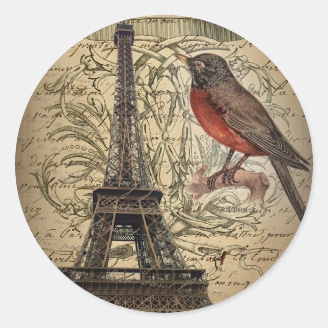 Sticker Rond scripts romantiques eiffel tower paris mariage (Devant)