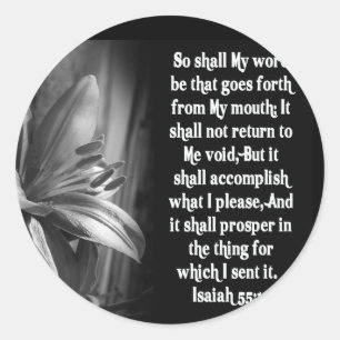 STICKER ROND SCRIPTURE BIBLE ISAIAH 55:11