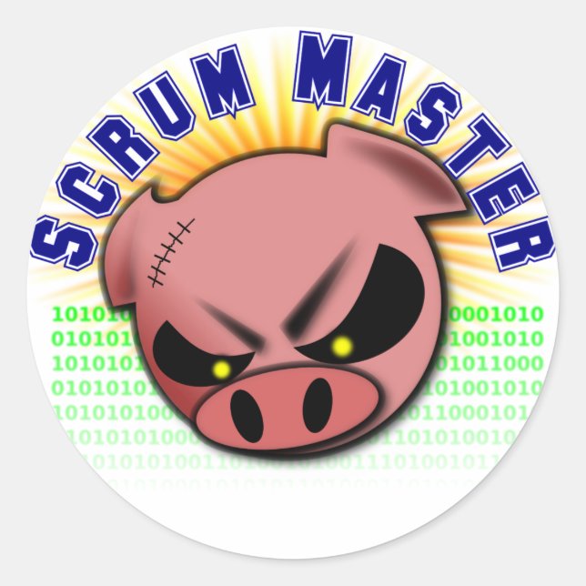 Sticker Rond Scrum Master - Agile Scrum Master Pig (Devant)
