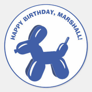 Sticker Rond Sculpture animale en ballon bleu de chien