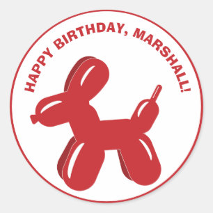 Sticker Rond Sculpture animale en ballon rouge de chien