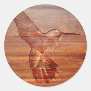 Sticker Rond Sculpture en bois de colibri