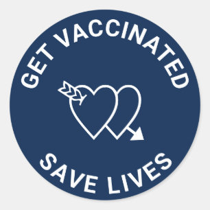Sticker Rond Se faire vacciner sauver des vies marine bleu blan