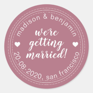 Sticker Rond Se marier Enregistrer la date Cassis violet
