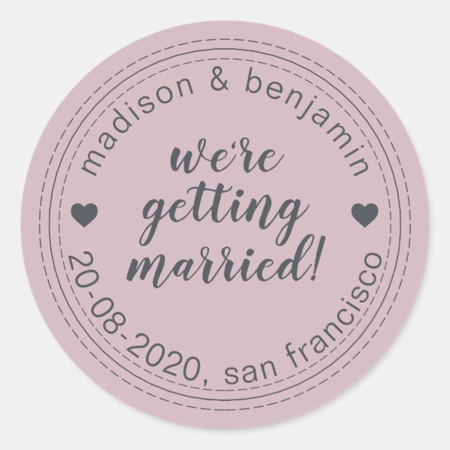 Sticker Rond Se marier Enregistrer la date Pastel Purple (Devant)