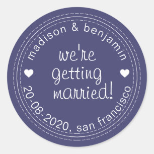 Sticker Rond Se marier Enregistrer la date Sceau d'enveloppe bl