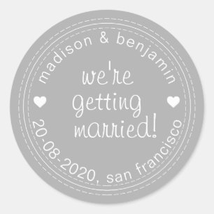 Sticker Rond Se marier Enregistrer la date Sceau d'enveloppe gr