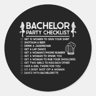 Sticker Rond Se marier Mari Drôle de célibataire Liste de contr