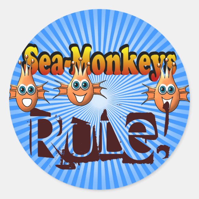 Sticker Rond Sea Monkeys Monkees Design (Devant)