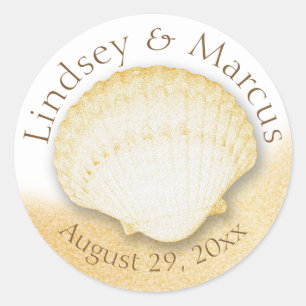 Sticker Rond Sea Shell Sparkle Gold Beach