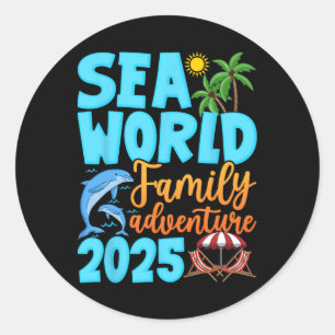 Sticker Rond Sea World Dolphin Famille Aventure Voyage 2025 Spr