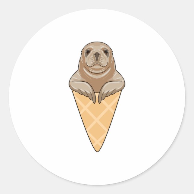 Sticker Rond Seal with Ice cream cone (Devant)