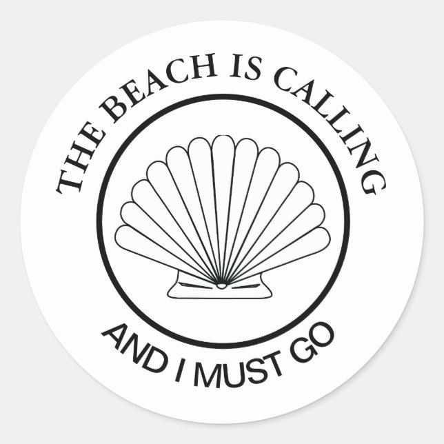 Sticker Rond Seashell Beach appelle Custom (Devant)