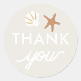 Sticker Rond Seashell Beach Starfish Cadeau Merci Favoriser