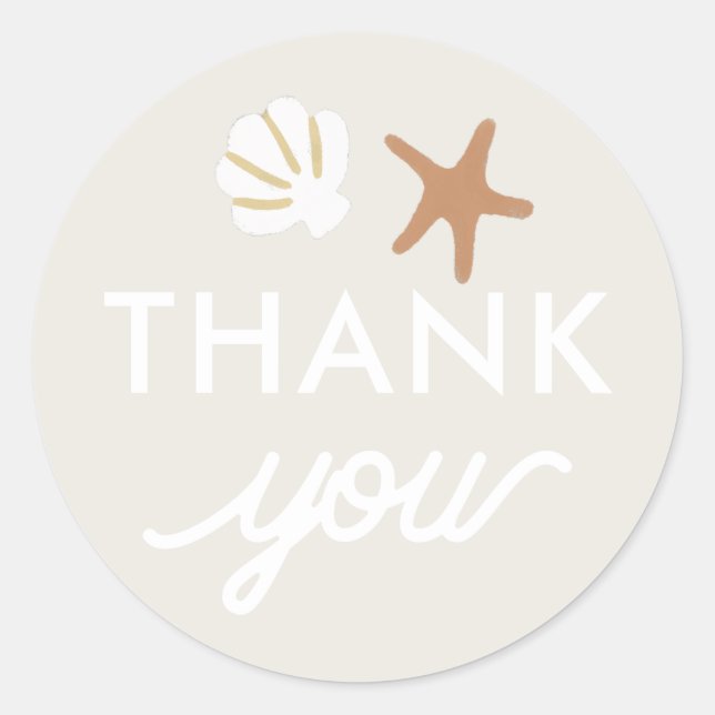 Sticker Rond Seashell Beach Starfish Cadeau Merci Favoriser (Devant)