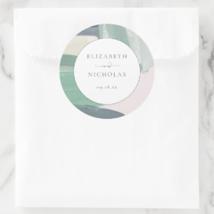 Sticker Rond Seaside Ocean Glass Mariage Monogrammé