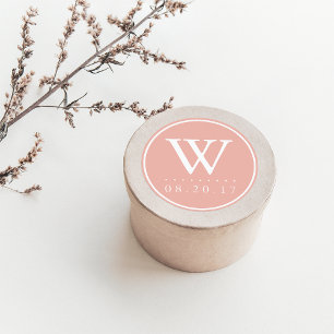 Sticker Rond Seaside Pastels Peach Monogram Mariage Date
