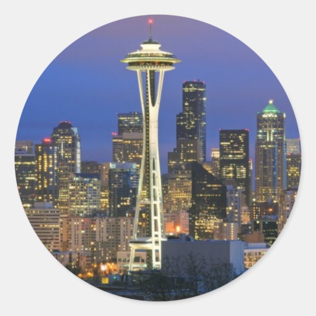 Sticker Rond Seattle lacs from Kerry Park à Queen Anne (Devant)