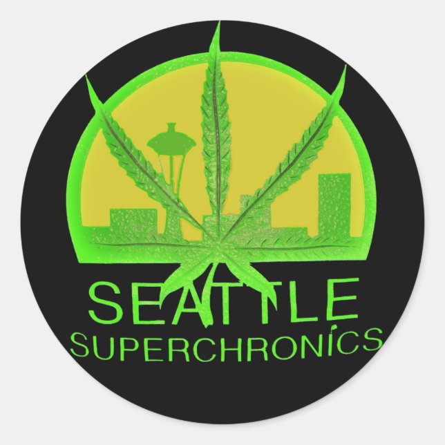Sticker Rond Seattle Superchronics (Noir) (Devant)
