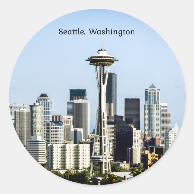 Sticker Rond Seattle, Washington skyline (Devant)