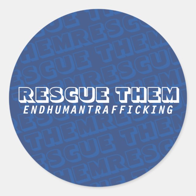 Sticker Rond Secourez-les dans l'autocollant rond bleu foncé cl (Devant)