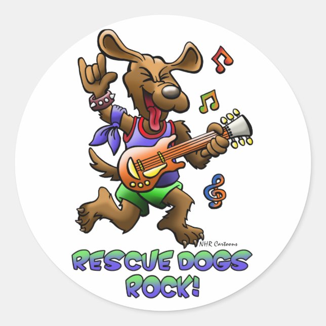 STICKER ROND SECOURT CHIENS ROCK ! (Devant)