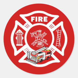 Sticker Rond Secourt de camion feu rouge