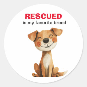 Sticker Rond Secouru est ma race préférée chien design