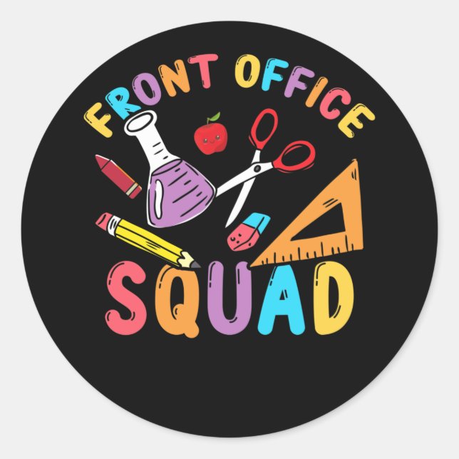 Sticker Rond Secrétaire De L'École De L'Équipe De Front Retourn (Devant)