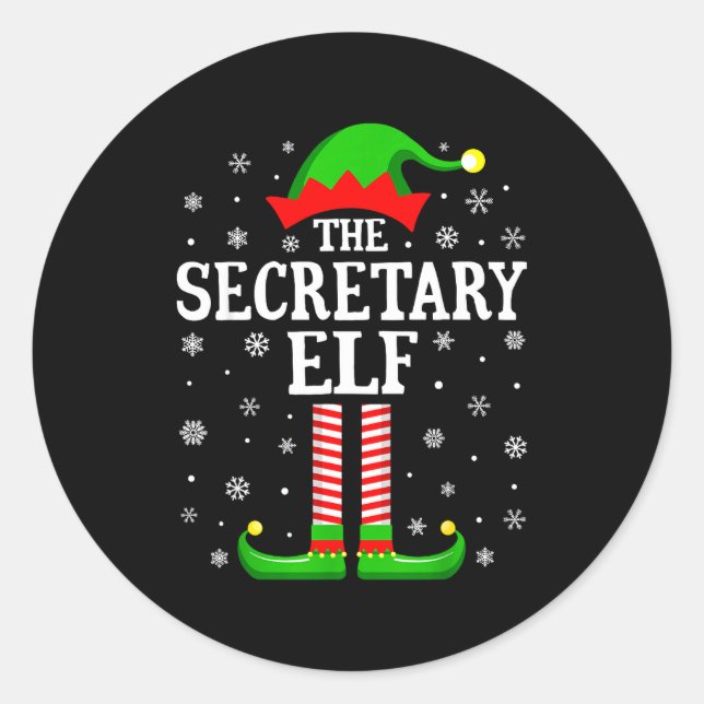 Sticker Rond Secretary Elf Funny Christmas Family Matching  (Devant)