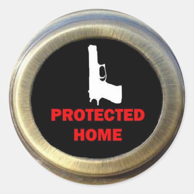 Sticker Rond Sécurité de la maison verrouillée et chargée (Devant)