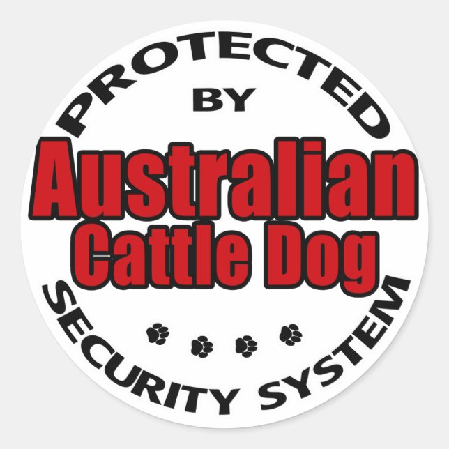 Sticker Rond Sécurité des chiens de combat australiens (Devant)