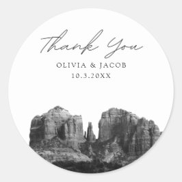 Sticker Rond Sedona Arizona Wedding Favoriser Photo Merci