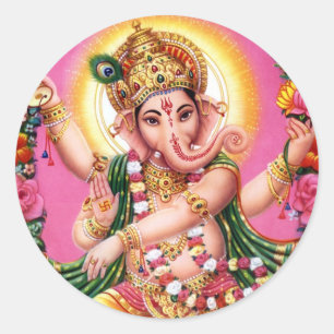 Sticker Rond Seigneur Ganesha de danse