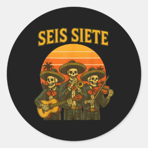 Sticker Rond Seis Siete Drôle 67 Meme Mexicain Los Muertos Cala