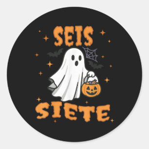 Sticker Rond Seis Siete Halloween espagnol 67 garçons enfants S