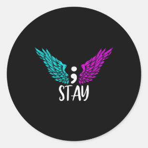 Sticker Rond Séjour Semicolon Sensibilisation au suicide Santé 