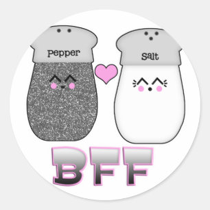 Sticker Rond Sel et Poivre BFF mignons