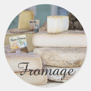 Sticker Rond Sélection de Fromage Rustique Français
