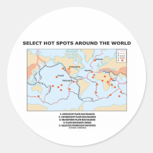 Sticker Rond Sélectionnez Les Points Chauds Dans Le Monde