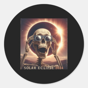 Sticker Rond Selfie Skeleton Kids Mens Solaire Eclipse