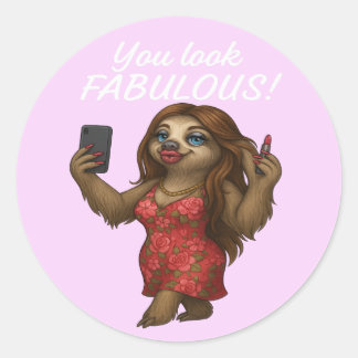 Sticker Rond Selfie Sloth - Fabulous en Floral