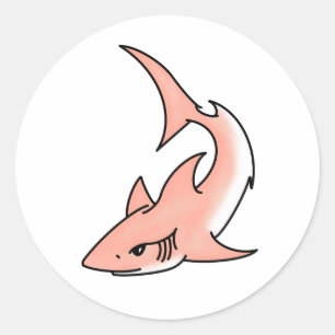 Sticker Rond semaine de requin rose dessin animé tatouage art o