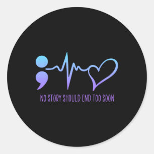 Sticker Rond Semicolon De Sensibilisation À La Prévention Du Su